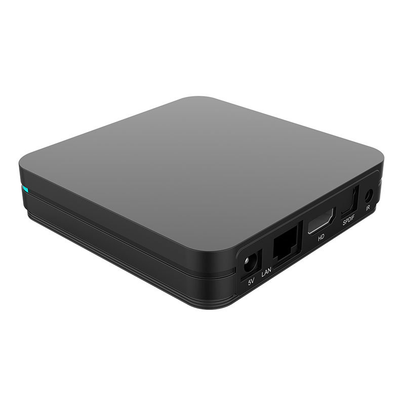 Compact black fiscal hardware device with LAN, power, and display ports on a white background